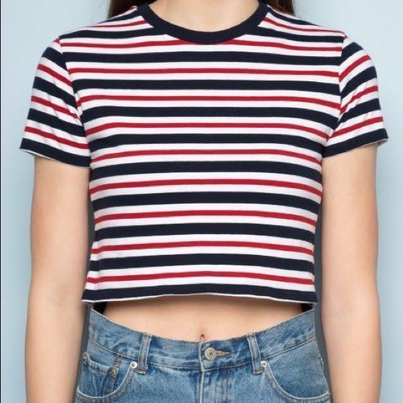 Brandy Melville Helen Cropped Striped T-Shirt - Picture 1 of 2